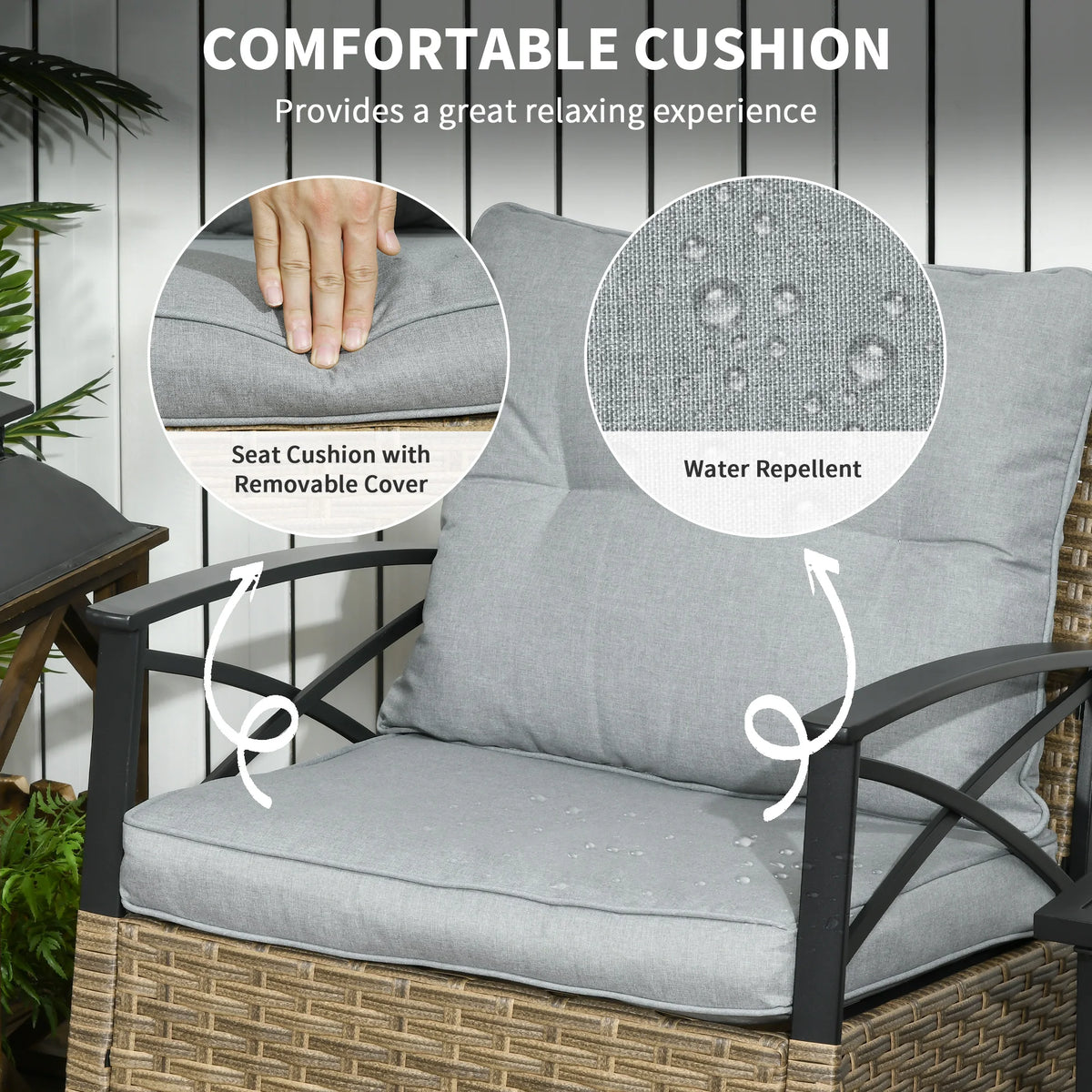 Outsunny Wicker Patio Bistro Set With Cushions