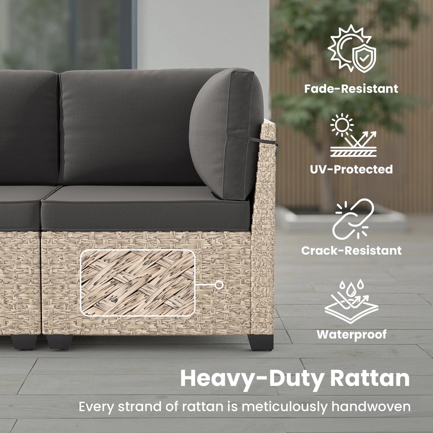 All Weather Rattan Patio Furniture Set With Glass Table
