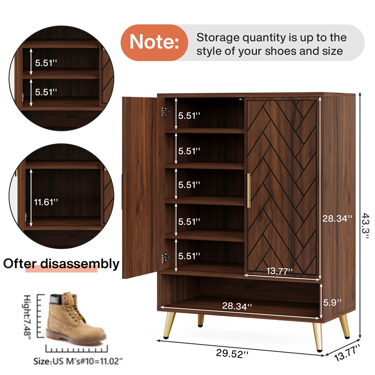 Tribesigns Wooden Shoe Cabinet With Adjustable Shelves