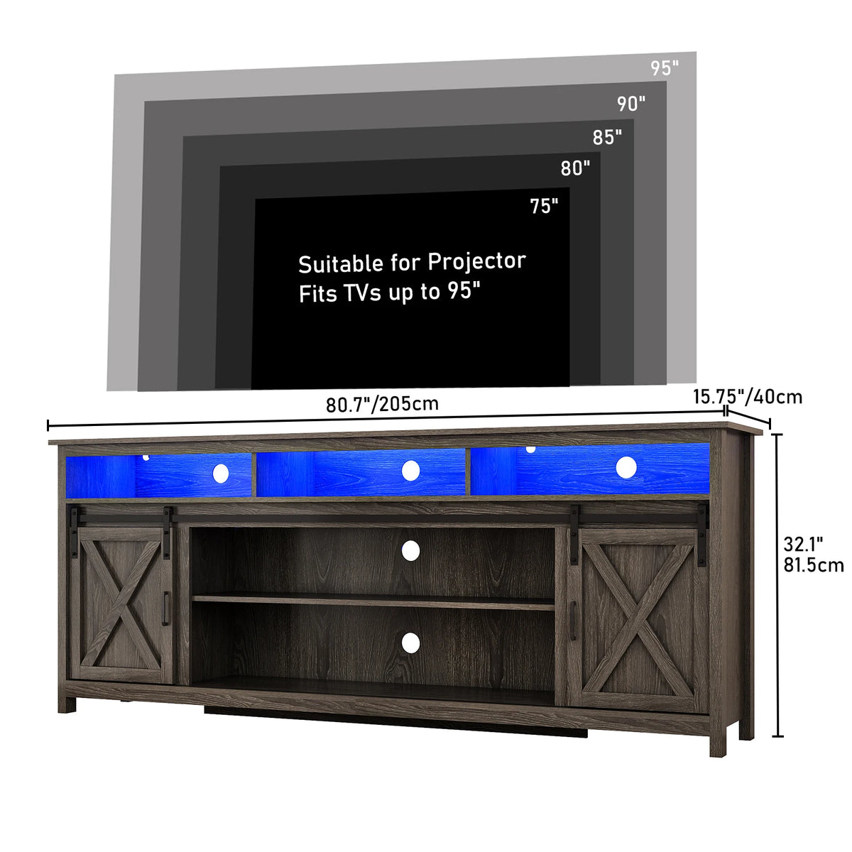 QiaoShiRen TV Stand Farmhouse Rustic Barn Door Cabinet