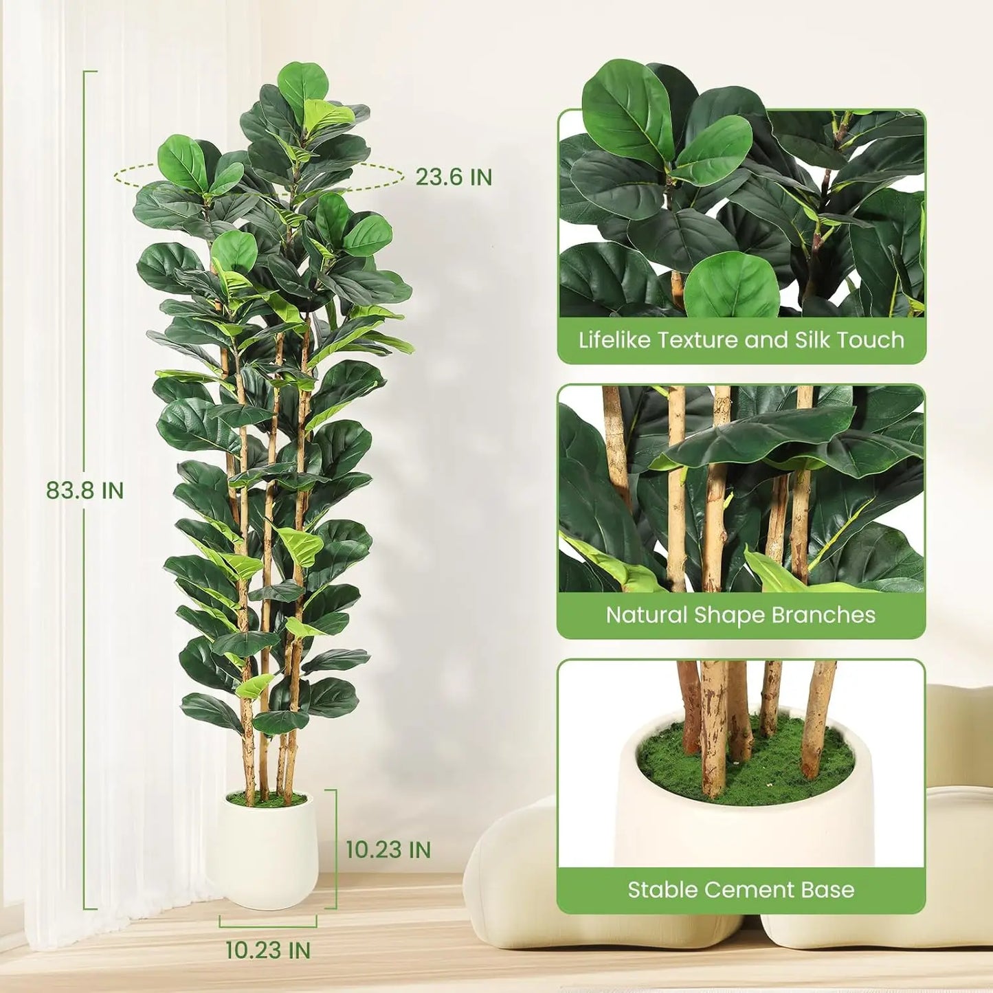 HiMISS Artificial Fiddle Leaf Fig Tree With Pot