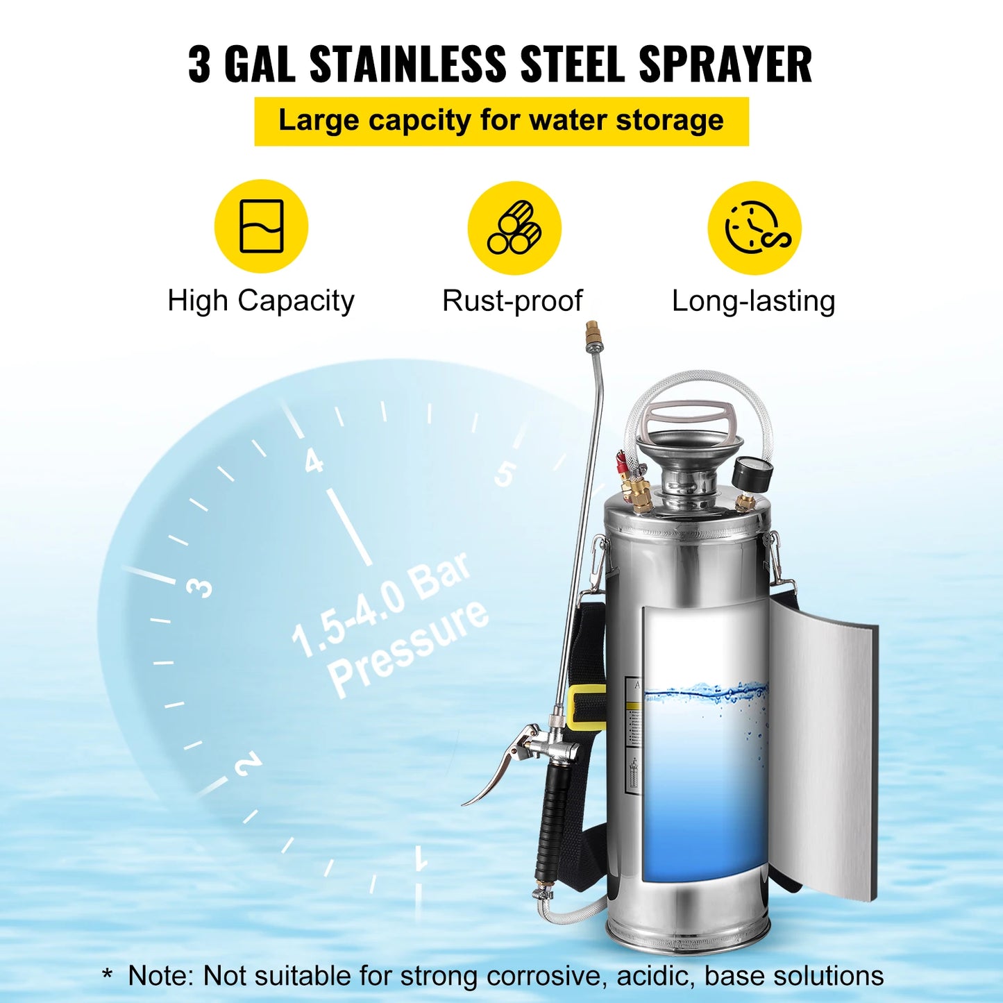 SucceBuy Hand Powered Stainless Steel Sprayer