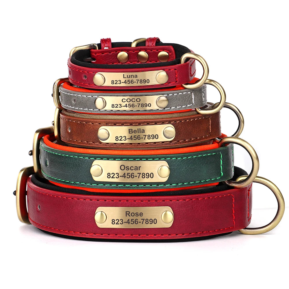 PET ARTIST Personalized Engraved Leather Dog Collar