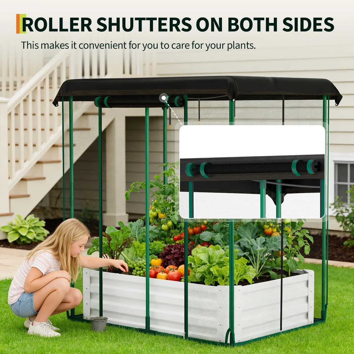 HiMISS Raised Garden Bed With Irrigation And Cover
