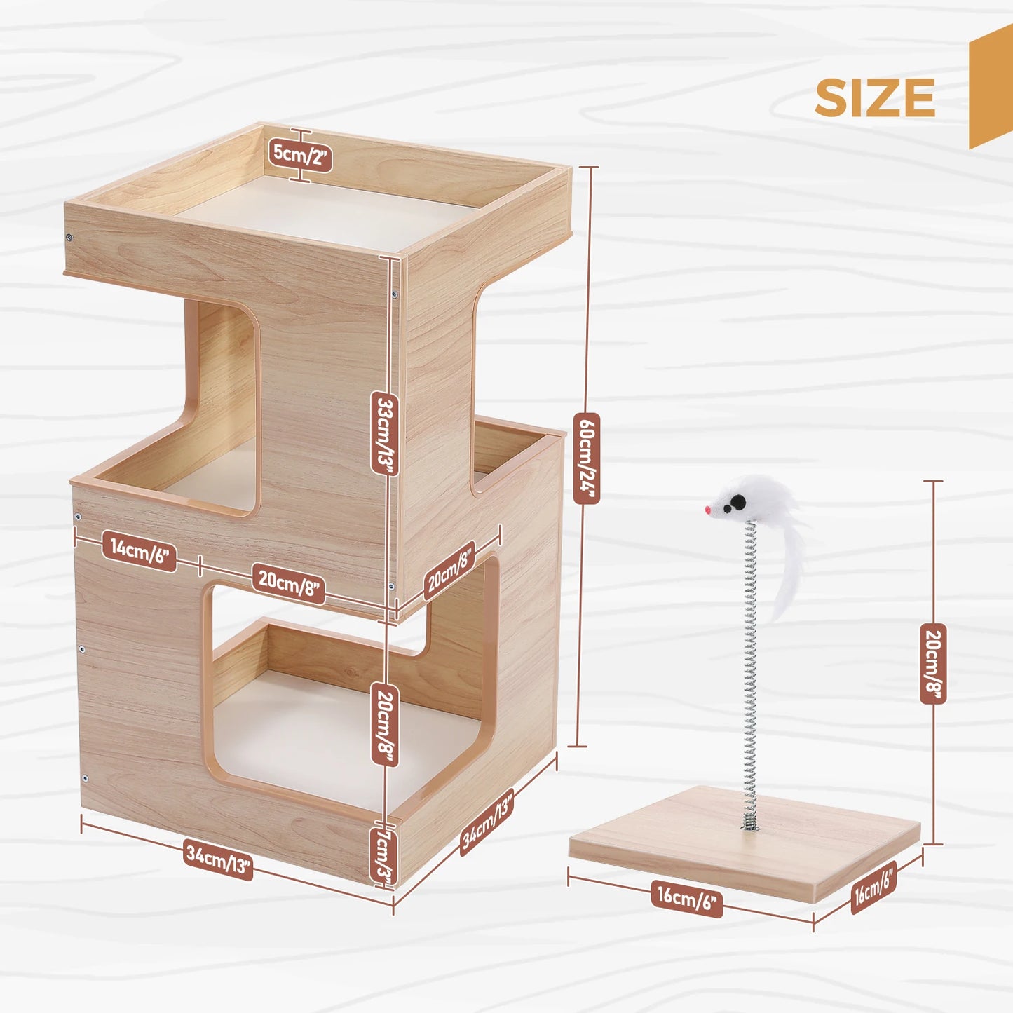 PAWZ Road Cat Condo Wood Bed With Scratching Pad