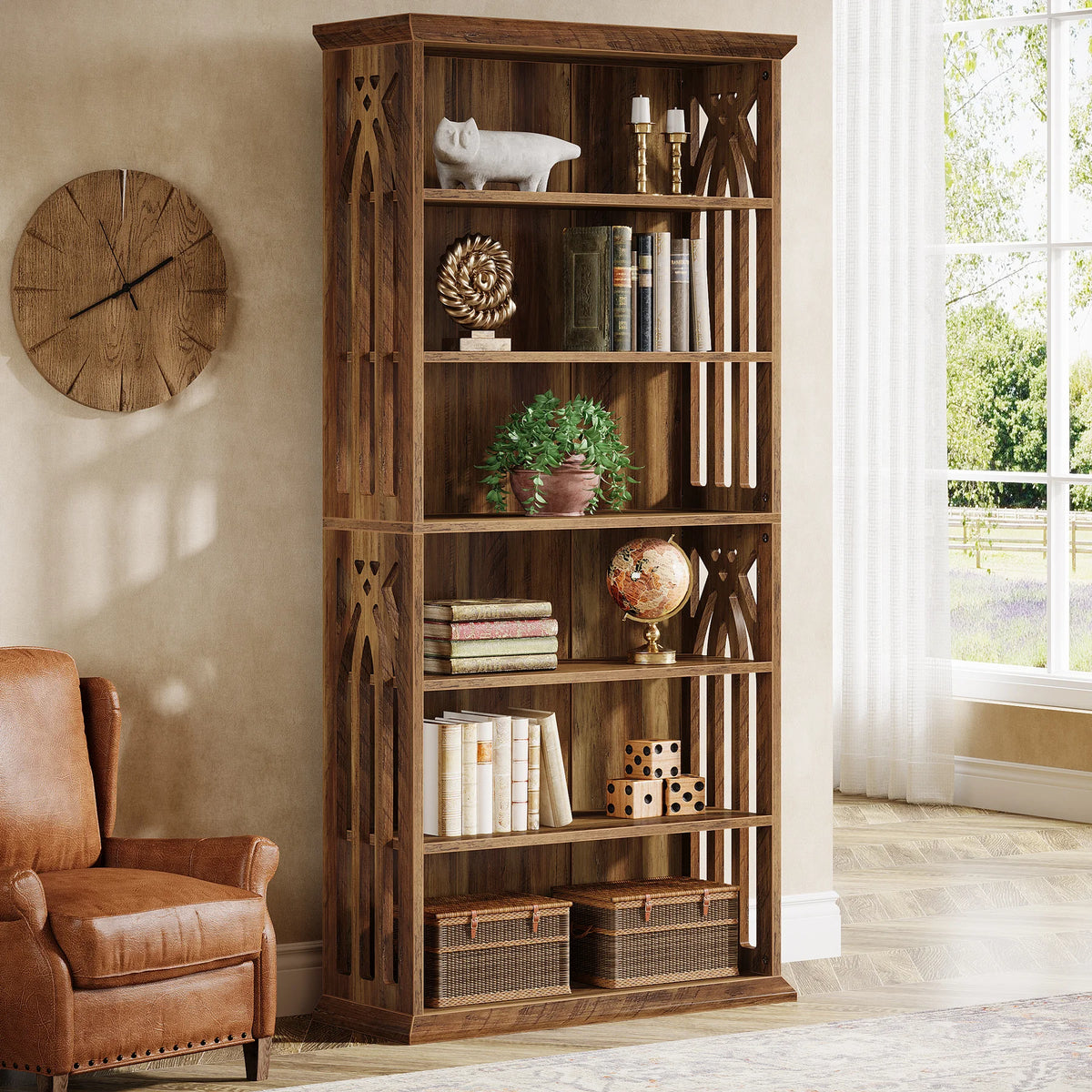 Tribesigns Six Tier Wooden Bookcase Freestanding Organizer