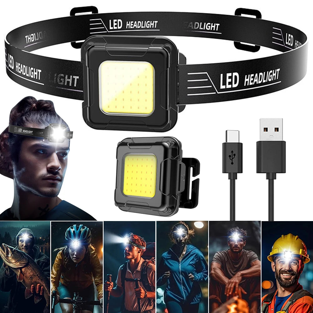 Mini COB LED Rechargeable Headlamp With Adjustable Beam