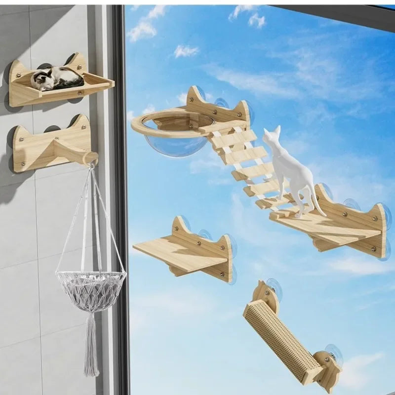 SMVP Wooden Suction Cup Cat Nest Wall Scratcher