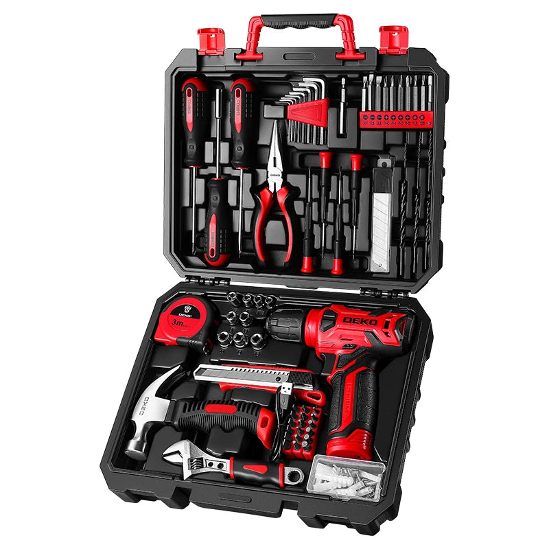 DEKO 126 Piece Cordless Drill Home Tool Kit