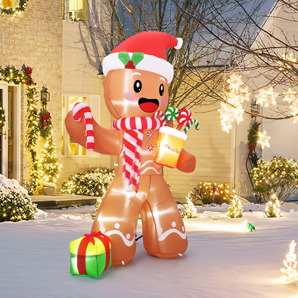 LED Inflatable Gingerbread Man Christmas Decoration