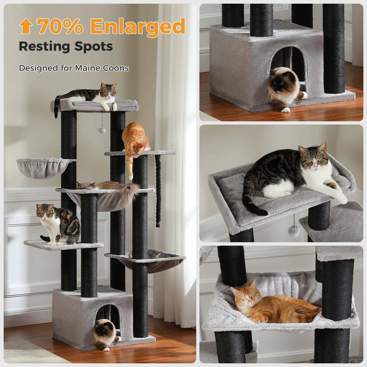 Pawz Road Large Multilevel Cat Tree With Hammock