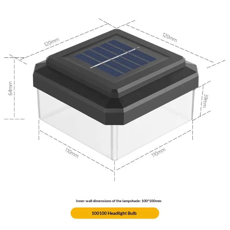 LED Solar Post Cap Light IP65 Waterproof Outdoor Use