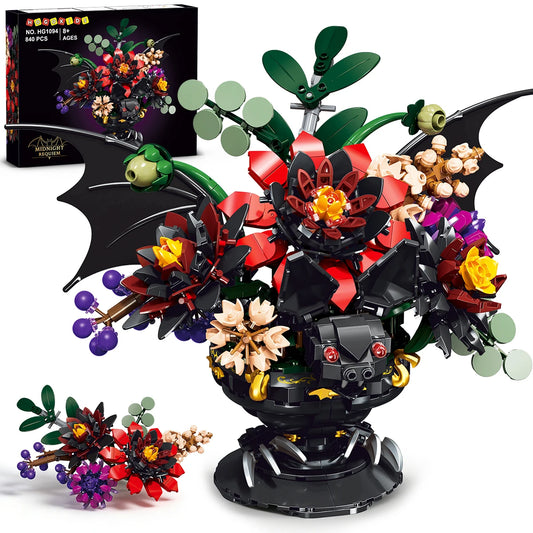 HOGOKIDS Gothic Bat Dahlia Flower Building Blocks Set