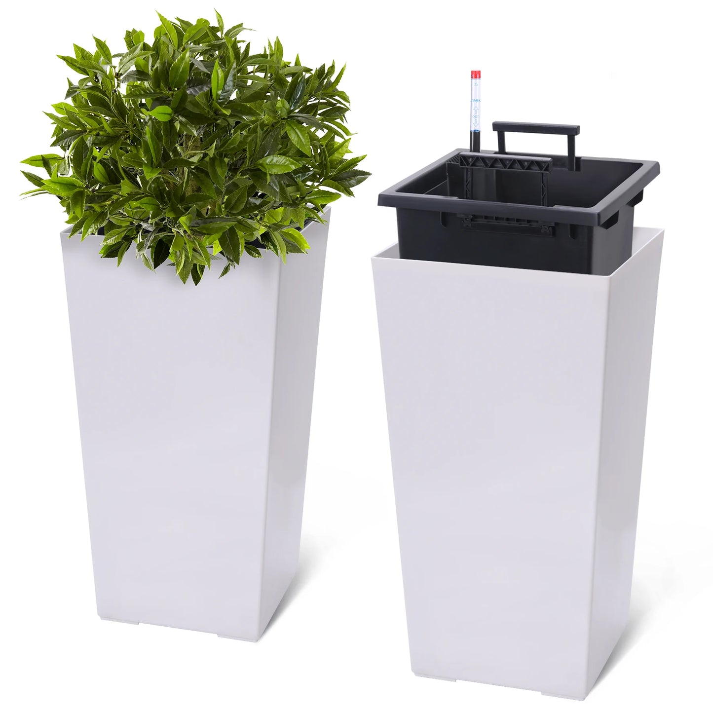 HiMISS Self Watering Planters Set Tall Indoor Outdoor