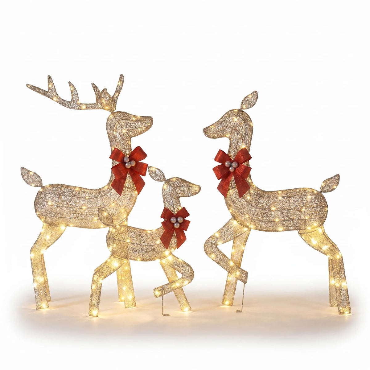 HiMISS Lighted Christmas Deer Family Decoration Set