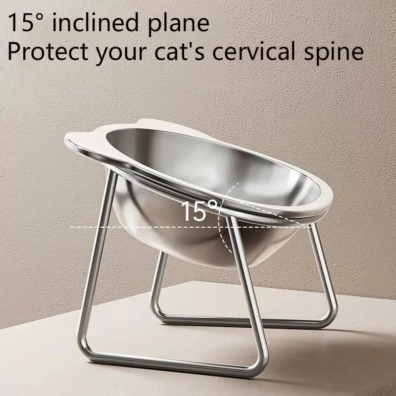 Booteely Tilted Stainless Steel Cat Food Bowl