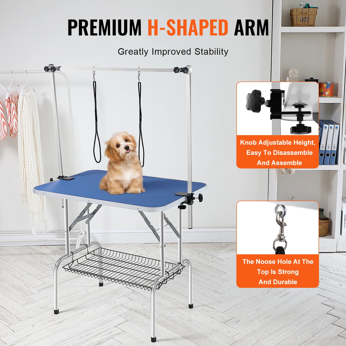 Foldable Stainless Steel Pet Grooming Table With Clamp