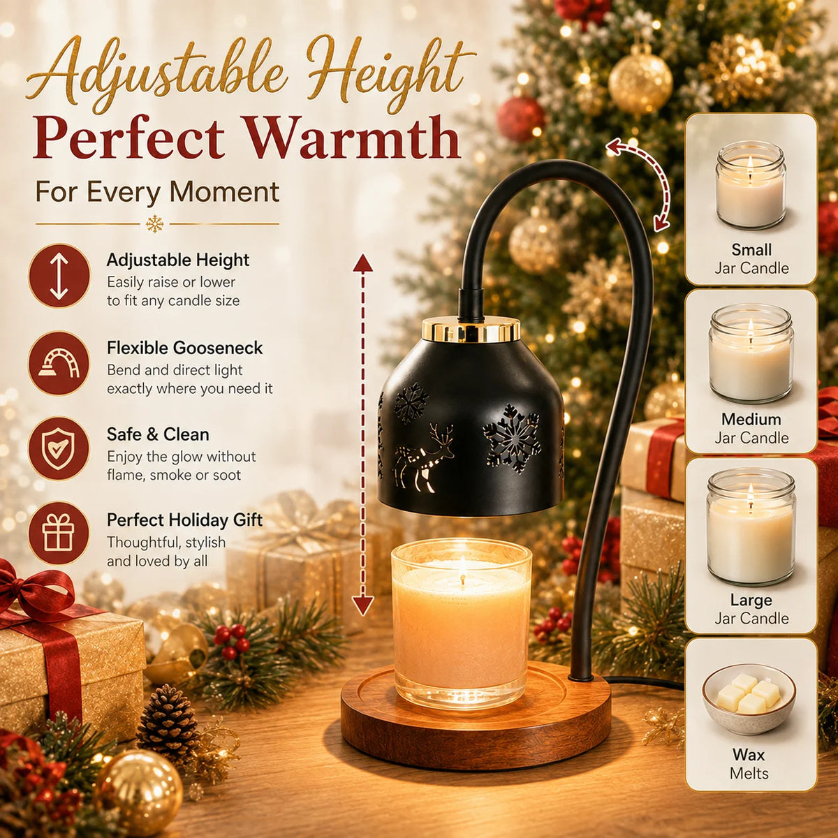 Christmas Snowflake Deer Candle Warmer Lamp