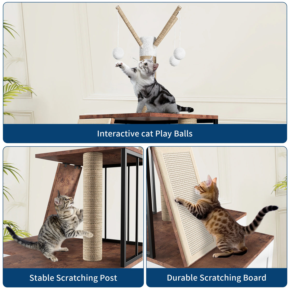 Amkui L-Shaped Cat House With Litter Box Enclosure