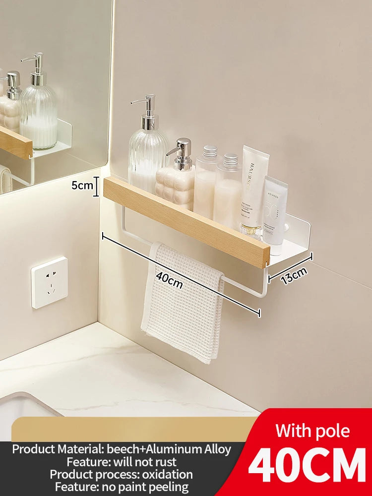 YUNJIEYA Aluminum Wall Mounted Bathroom Storage Shelf