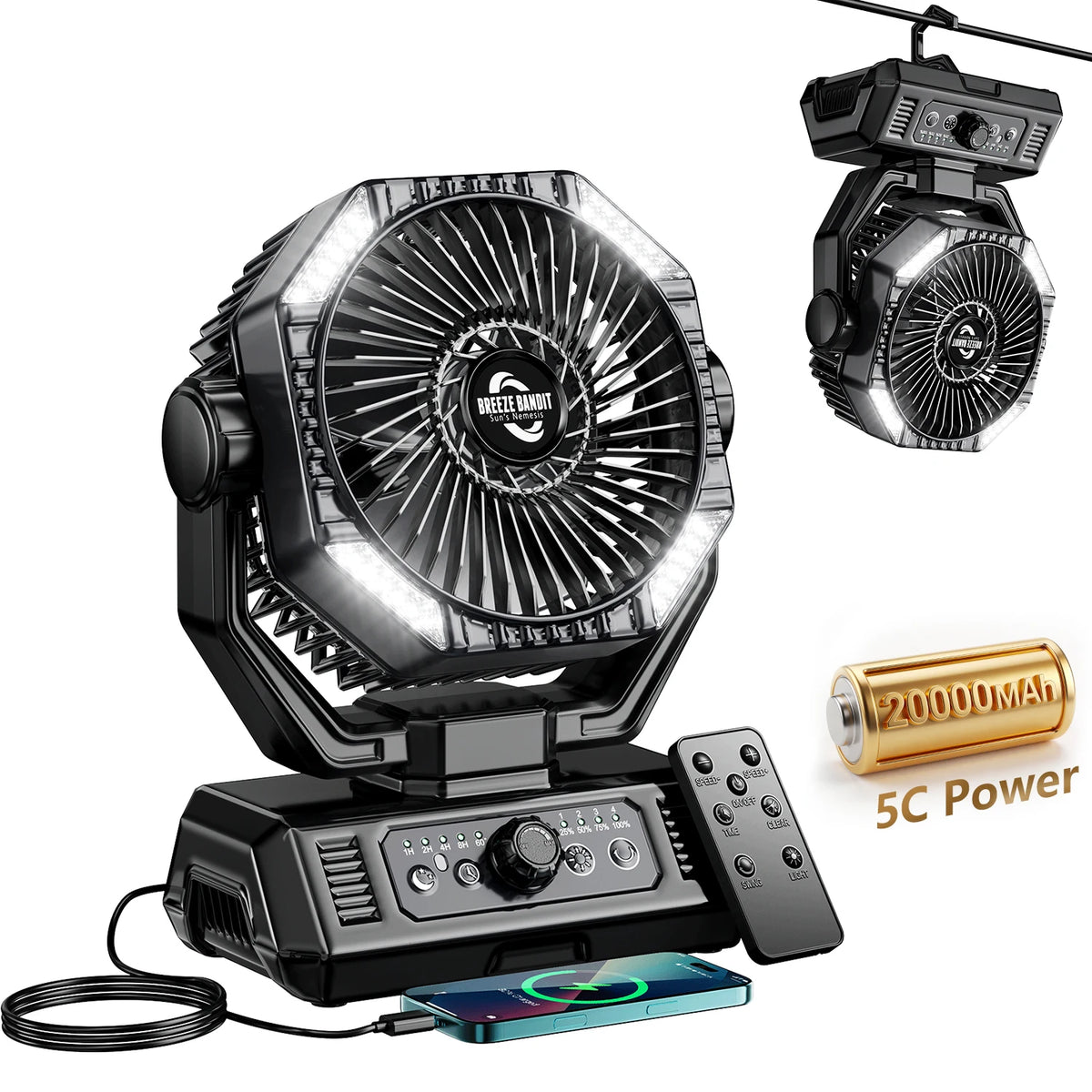 coldSky Rechargeable Camping Fan With LED Lights