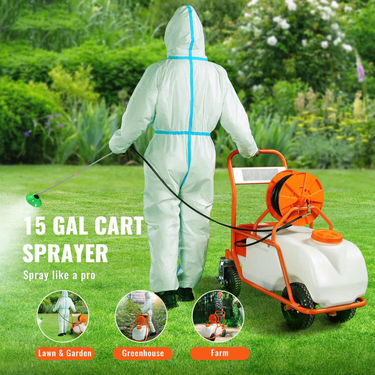 SucceBuy Battery Powered Garden Weed Sprayer With Cart
