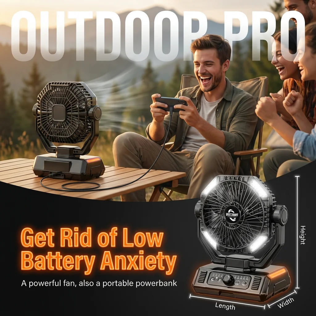 coldSky Rechargeable Camping Fan With LED Lights