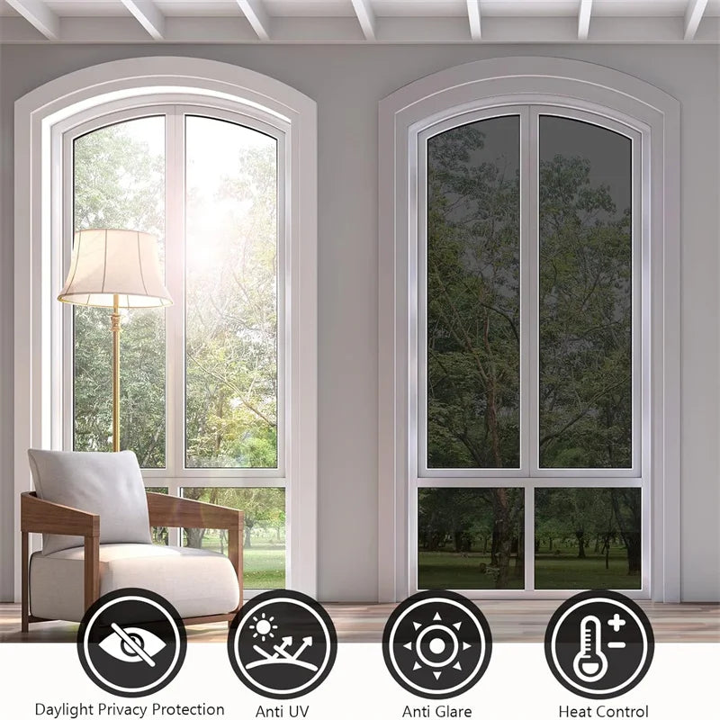 Daytime Privacy Window Film Non-Adhesive Cling Heat Control