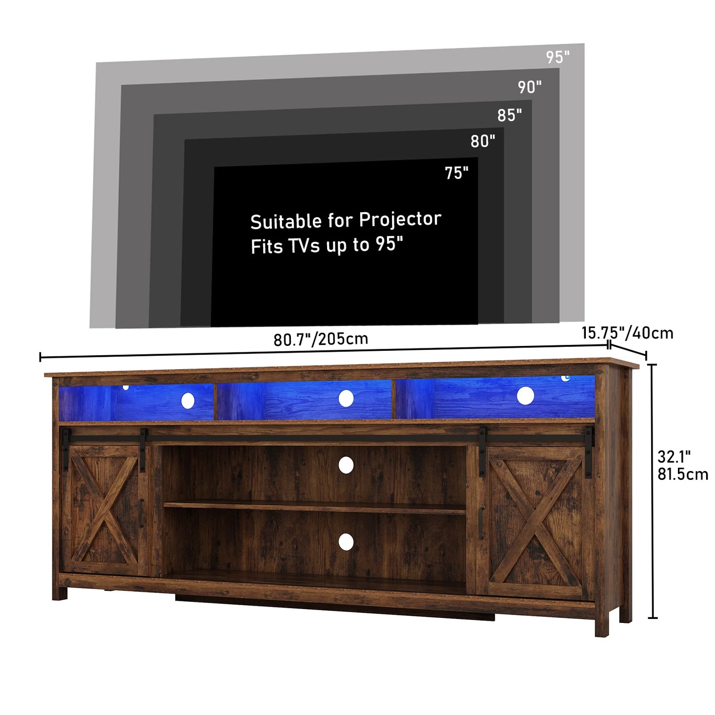 QiaoShiRen TV Stand Farmhouse Rustic Barn Door Cabinet