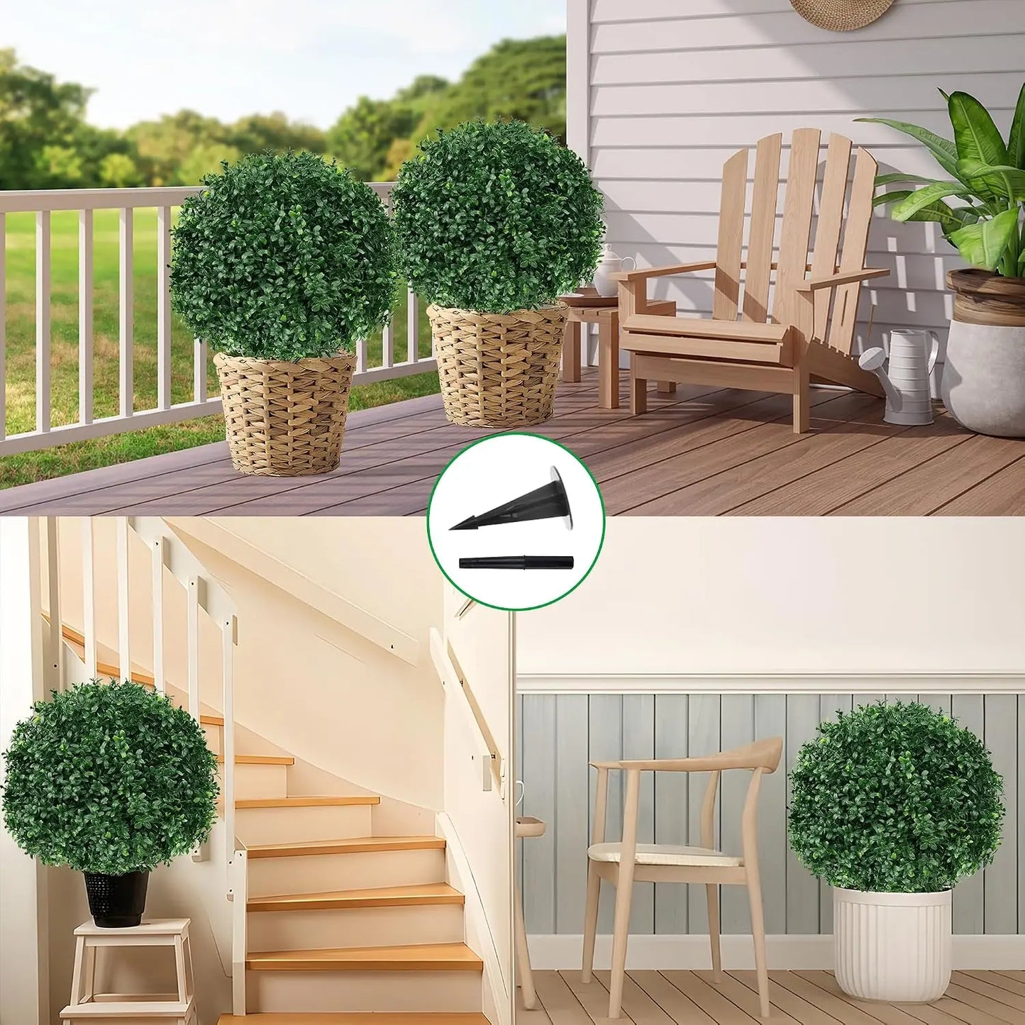 Artificial Boxwood Topiary Ball Tree With Ground Spike