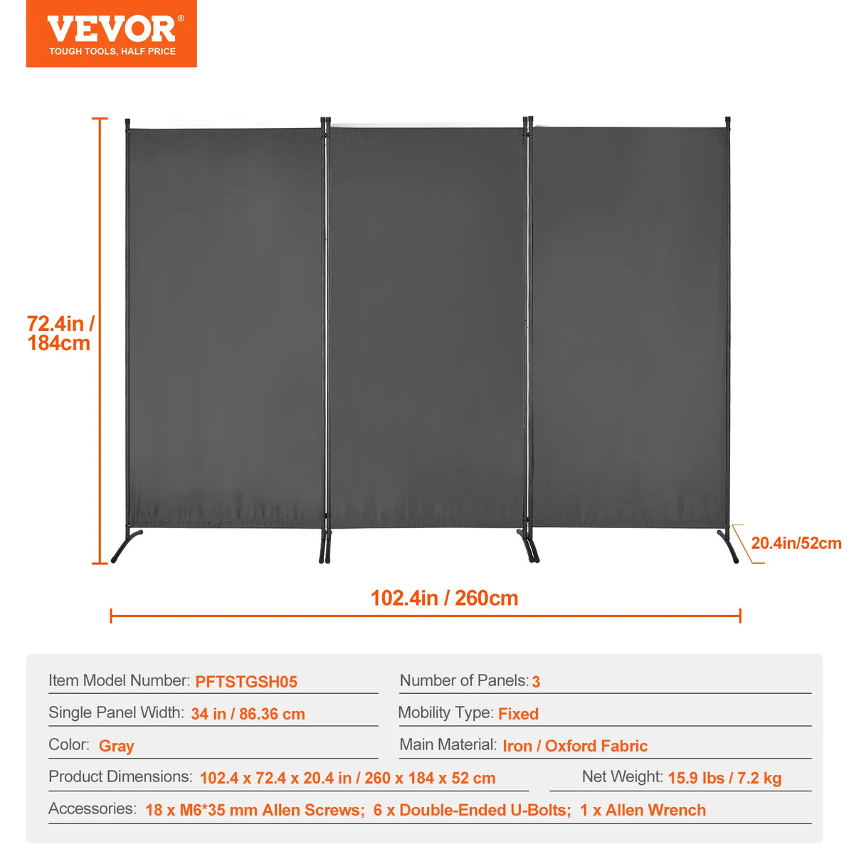 Compact Folding Room Divider Privacy Screen