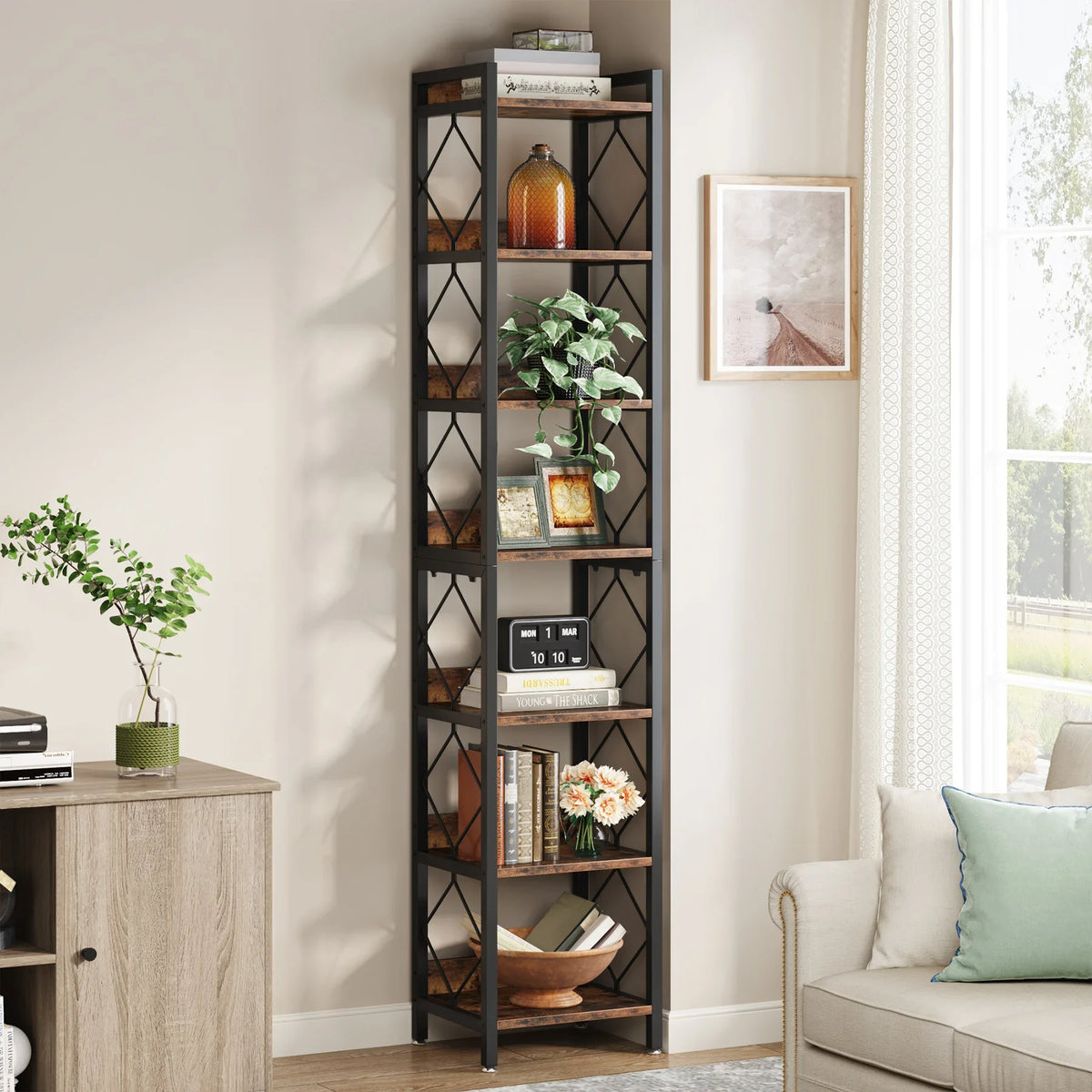 Tribesigns 7 Tier Modern Narrow Bookshelf