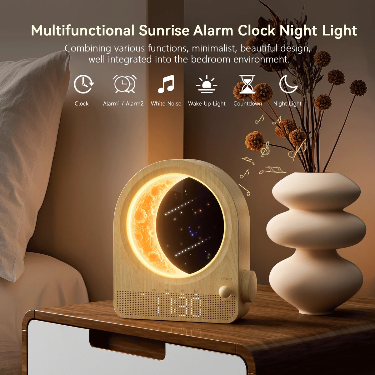Blonbar Sunrise Alarm Clock With Moon Lamp
