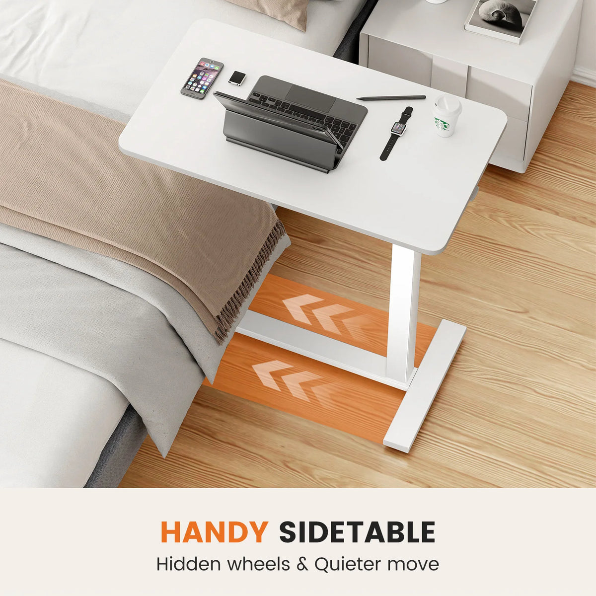 JHK Overbed Bedside Table With Adjustable Height Desk