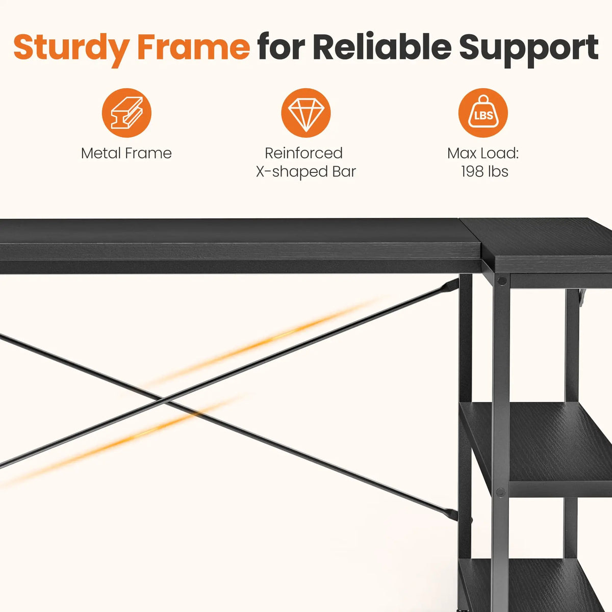 JHK L Shaped Computer Desk With Storage Shelves