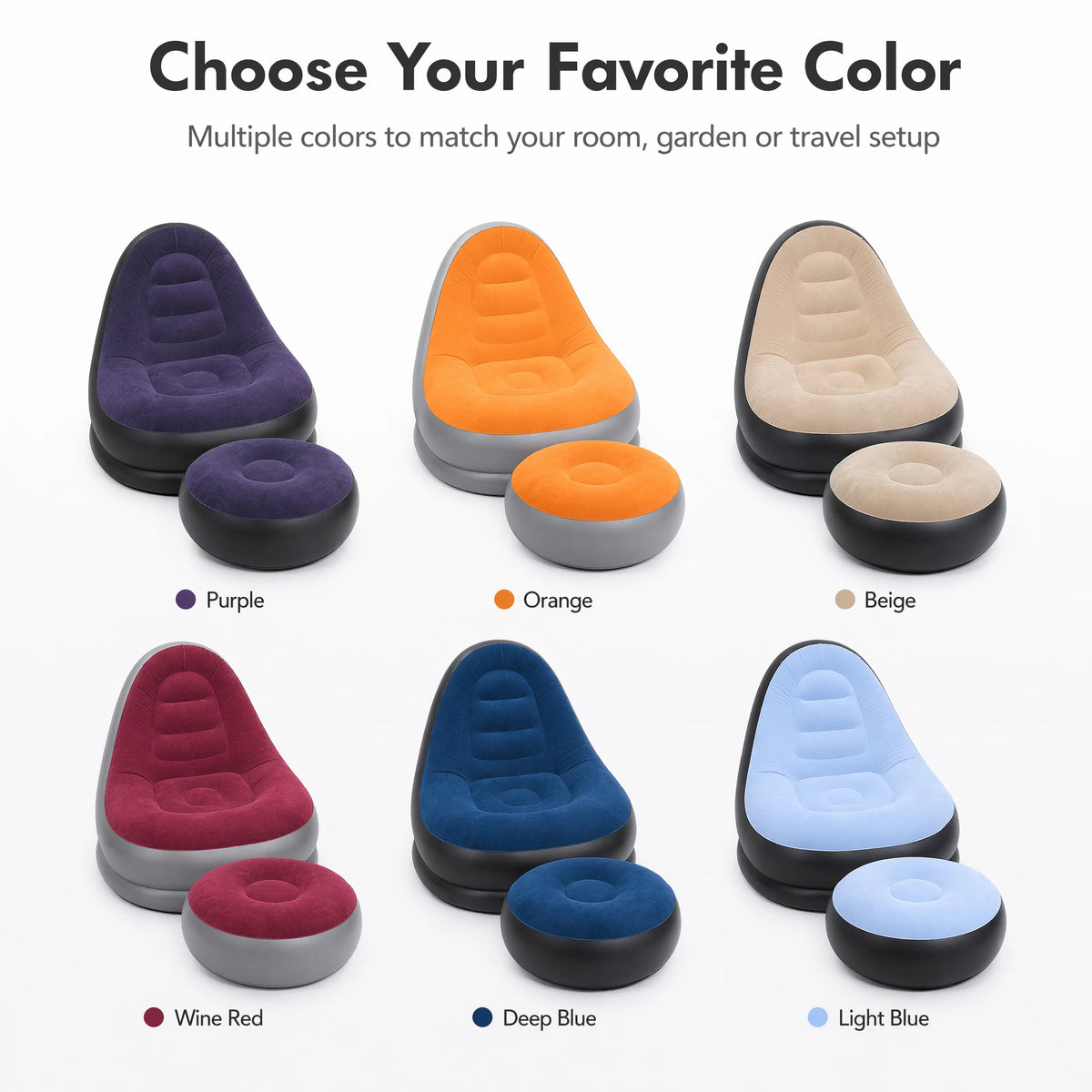 Wonflex Inflatable Flocking Sofa Set With Footstool