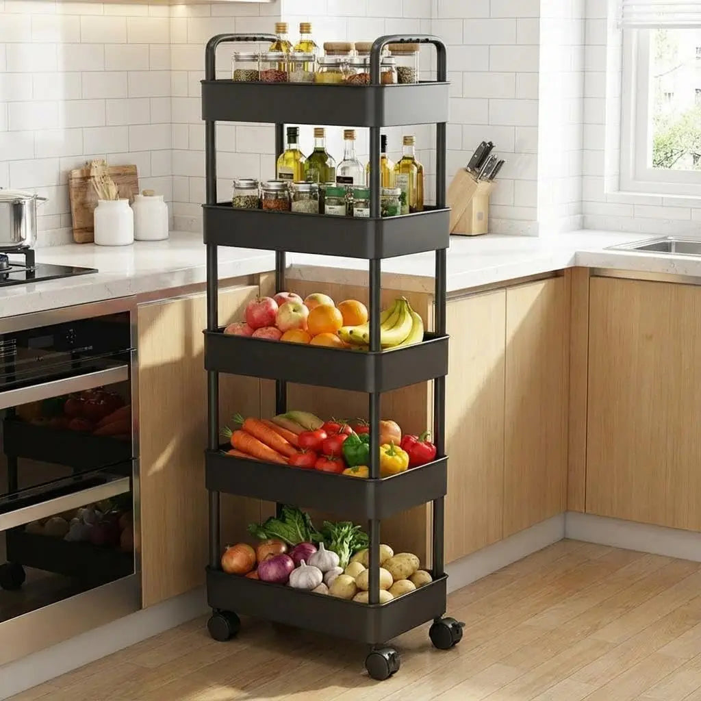 5-Tier Rolling Plastic Utility Storage Cart
