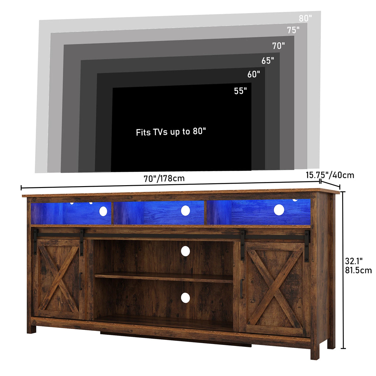 QiaoShiRen TV Stand Farmhouse Rustic Barn Door Cabinet