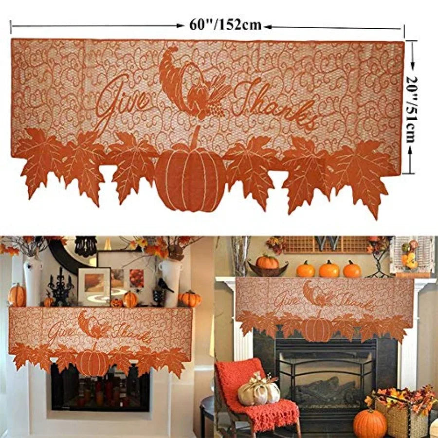 Thanksgiving Fireplace Scarf Fall Mantle Runner