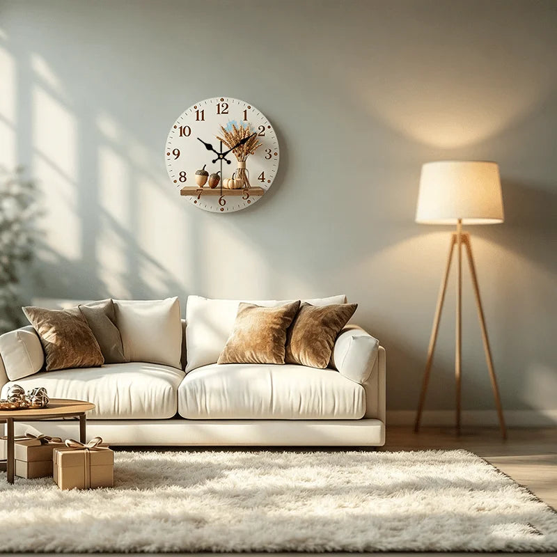 Autumn Harvest Wooden Wall Clock
