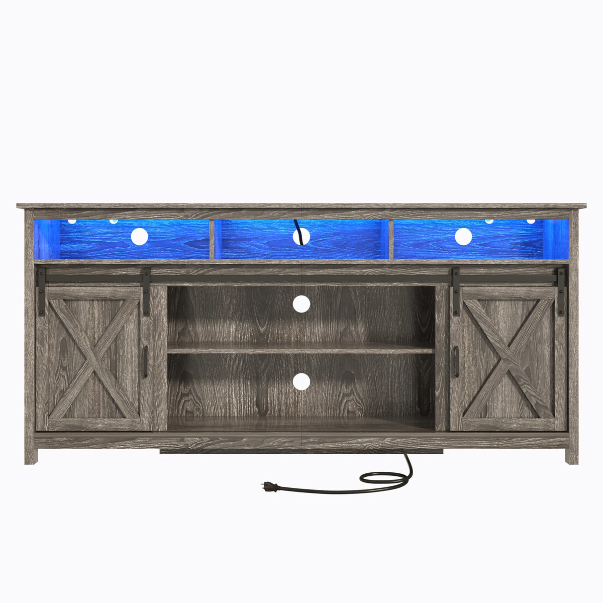 QiaoShiRen TV Stand Farmhouse Rustic Barn Door Cabinet