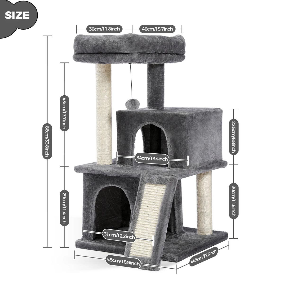 PAWZ Road 4 Tier Cat Tower With Sisal Scratcher