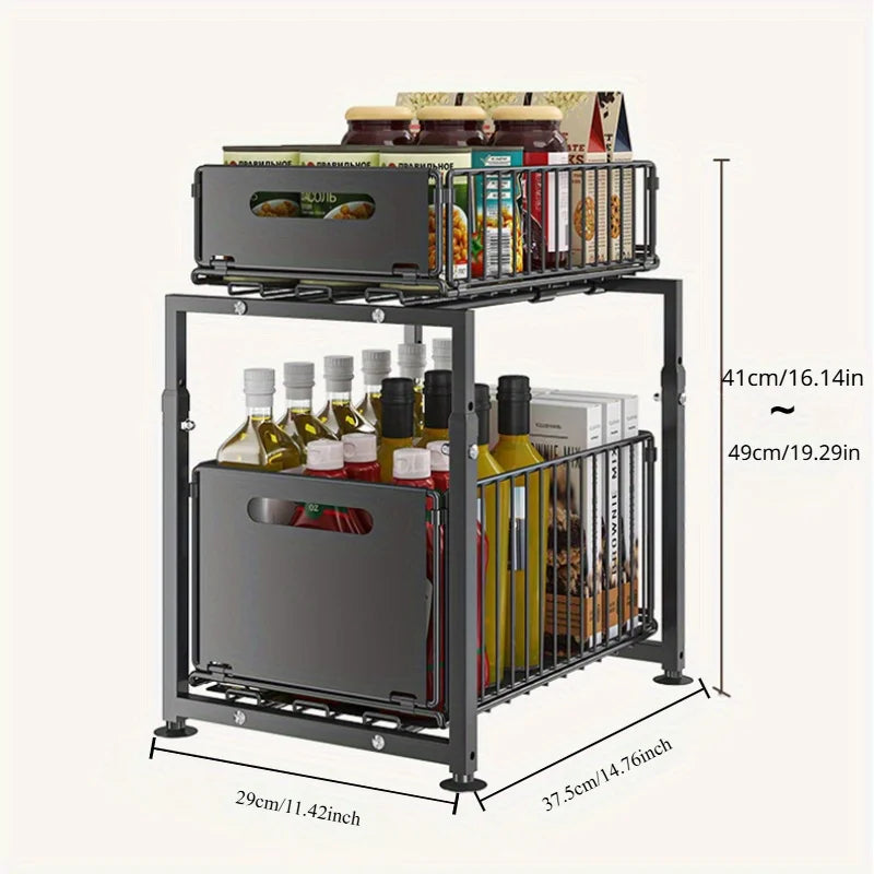 AEHOME 2 Tier Slide Out Cabinet Organizer Under Sink