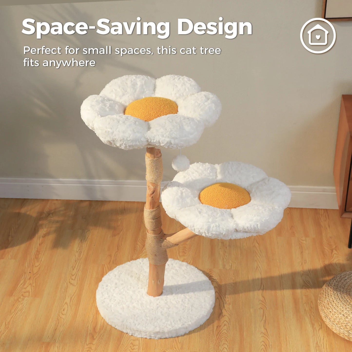 Pawz Road Modern Cat Tree With Solid Wood Wicker Basket