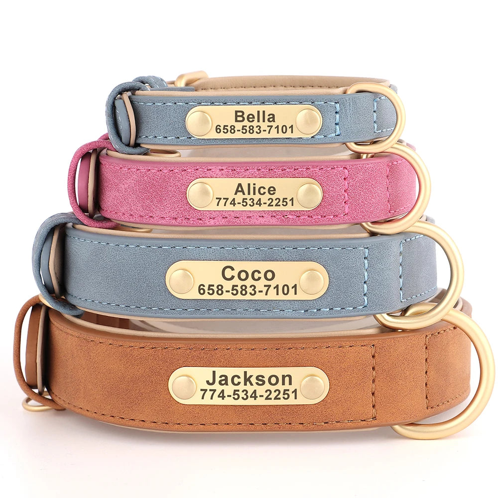 PET ARTIST Personalized Engraved Leather Dog Collar