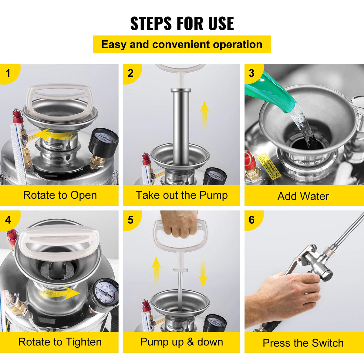 SucceBuy Hand Powered Stainless Steel Sprayer