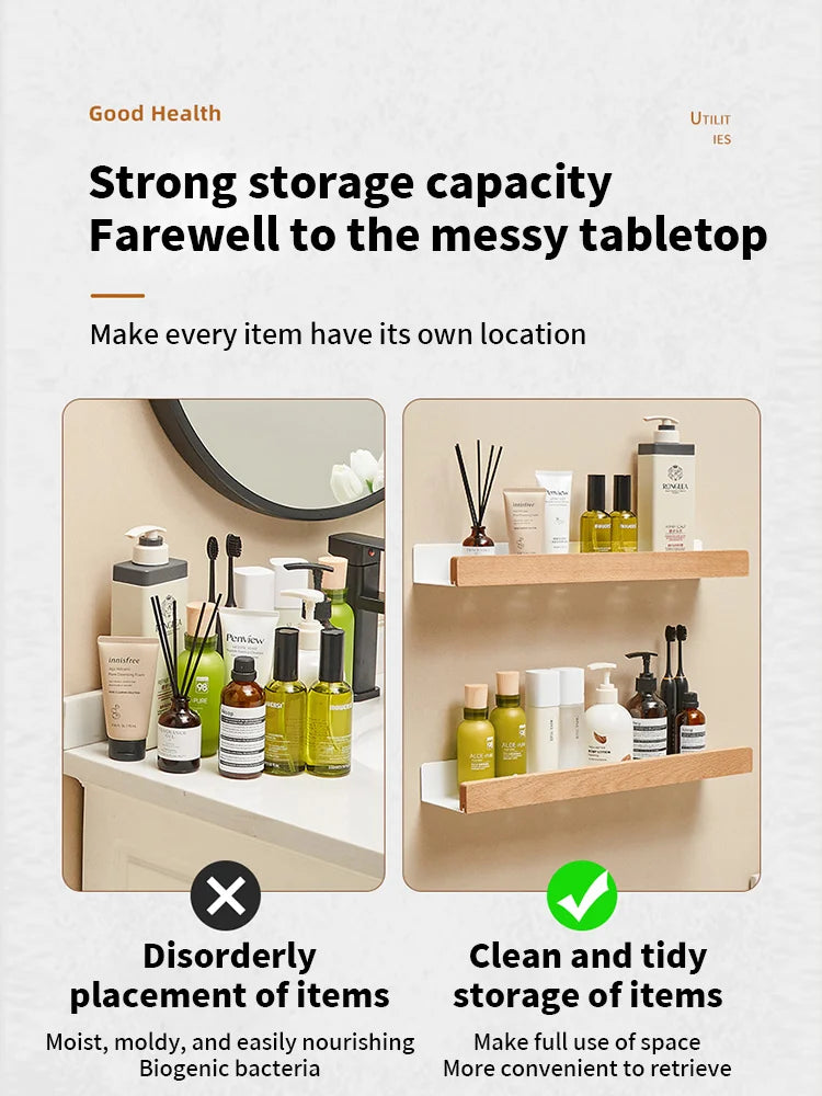 YUNJIEYA Aluminum Wall Mounted Bathroom Storage Shelf