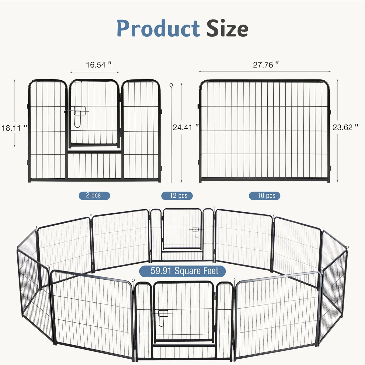 JHK Foldable Metal Dog Playpen Exercise Fence
