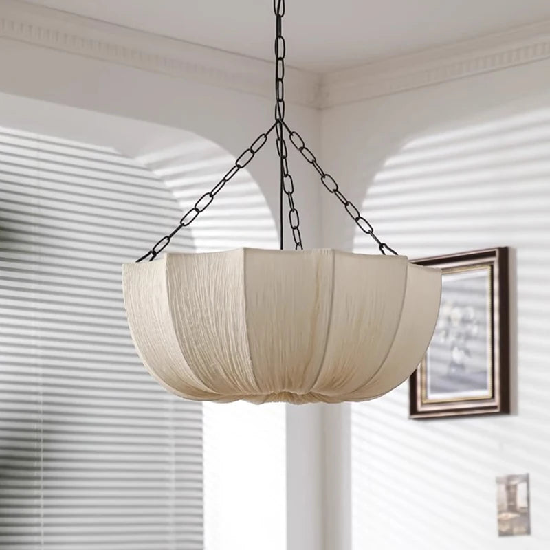 VIGOUS Retro Fabric Wabi Sabi Pendant Light