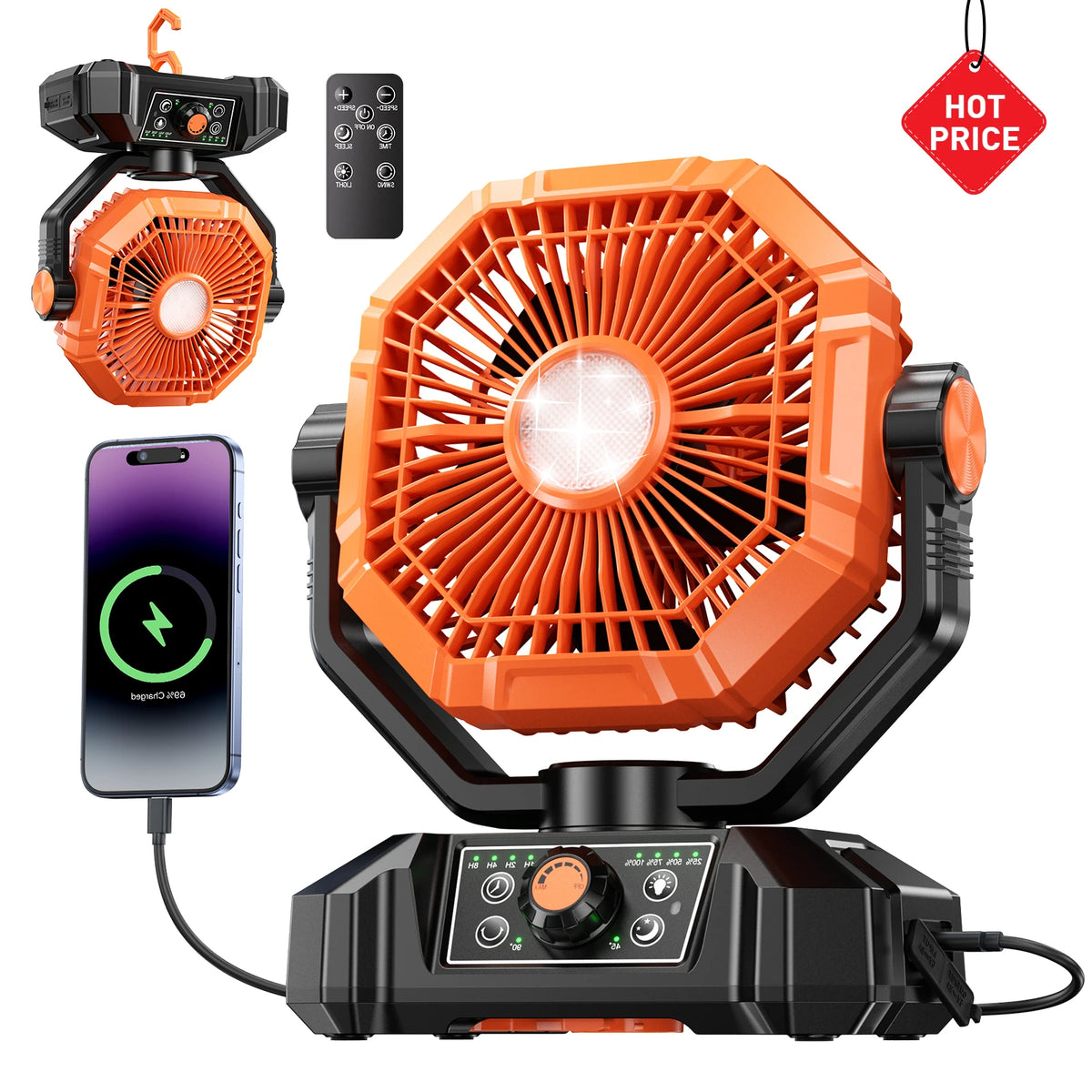 coldSky Rechargeable Camping Fan With LED Lights